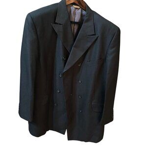 Caravelli Men Blazer Jacket Superior 150s Black Pinstripe Double Breasted Formal